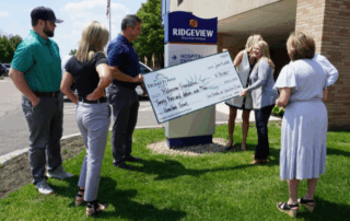 HomeTown Bank Waconia presents check to Ridgeview Foundation